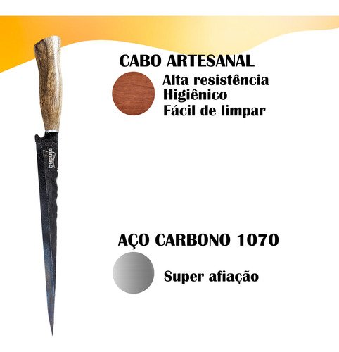 Faca Javalizeira 12 polegadas Aço Carbono 1070 Madeira - Imagem 4
