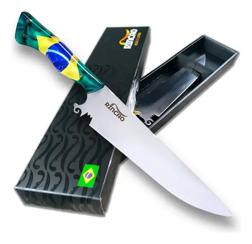 Faca Churrasco Artesanal 10 Polegadas Inox Brasil Sem Bronze